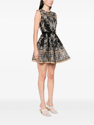 Balance Peplum Mini Dress in Black Stamp