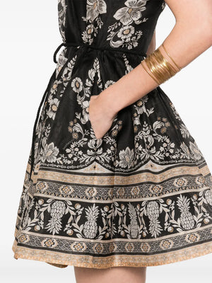 Balance Peplum Mini Dress in Black Stamp