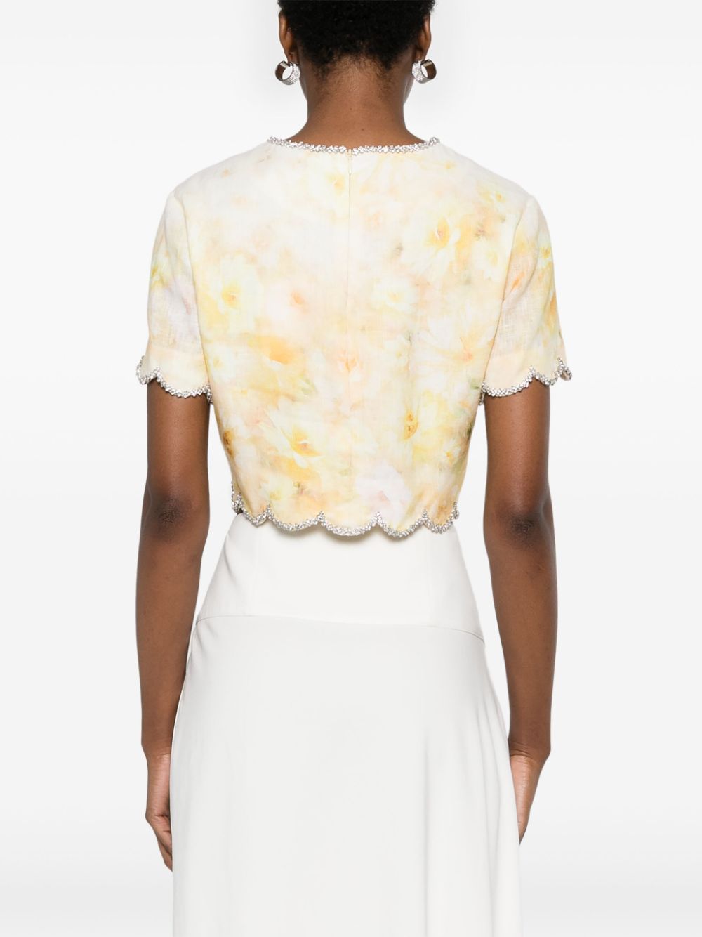 Crush Scalloped Top in Yellow Floral