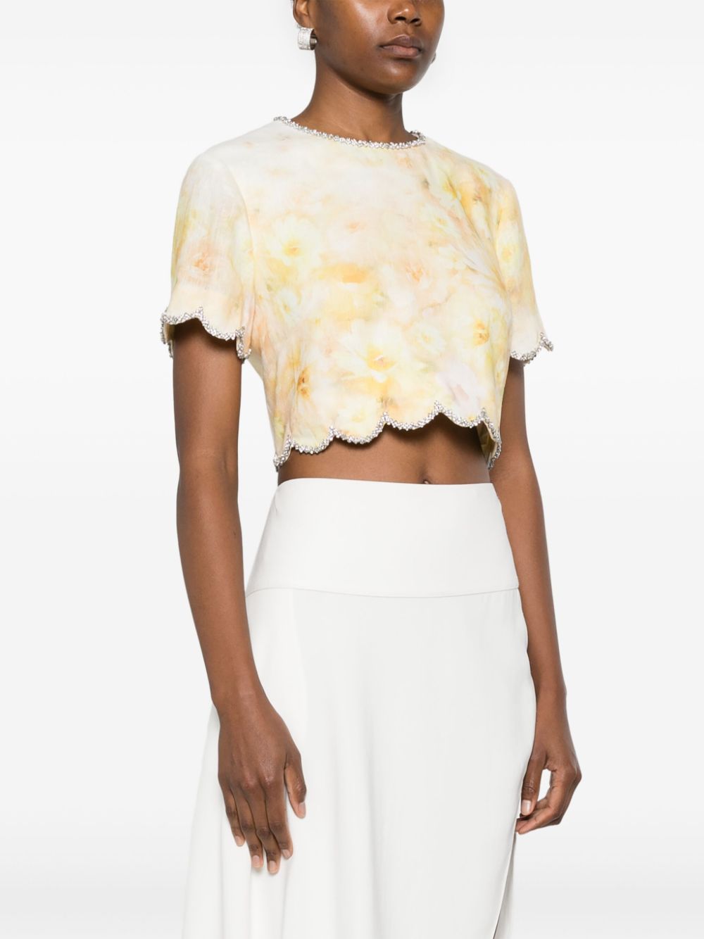 Crush Scalloped Top in Yellow Floral