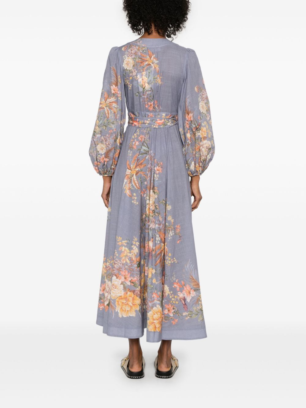 Tallow Wrap Midi Dress in Teal Multi Floral