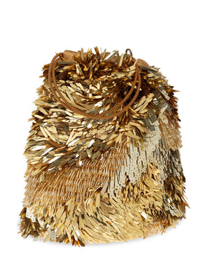 Celeste Paillette Drawstring Bag in Gilt