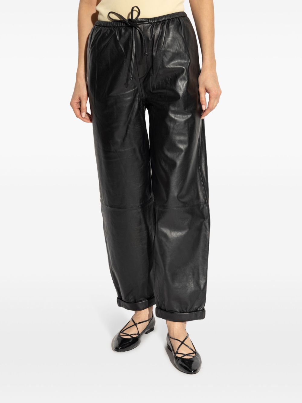 Joanni Leather Trousers in Black