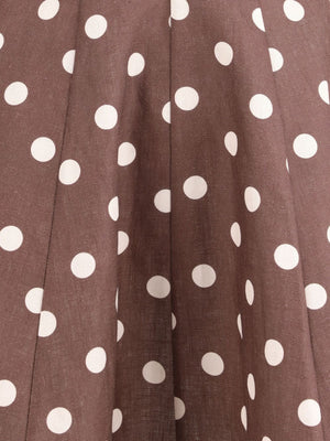 Acacia Fit and Flare Mini Dress in Tan/Cream Dot