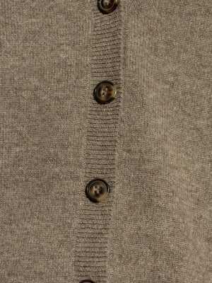 Lifestyle shot of the Abby Cardigan in Truffle, illustrating its versatility as a transseasonal fashion staple.