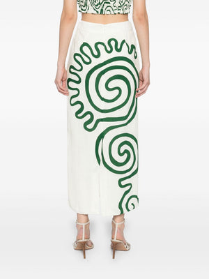 Belen Skirt in Ivory/Green