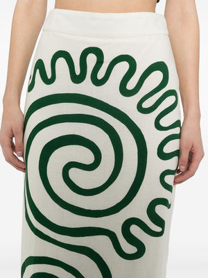 Belen Skirt in Ivory/Green