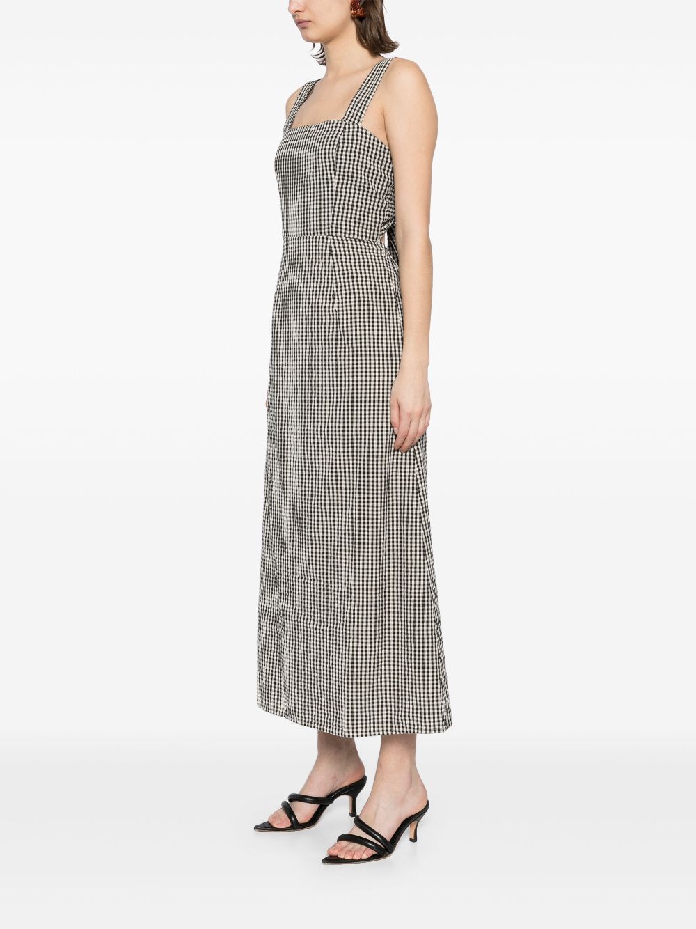 Amelia Square Neck Dress in Black & Cream Gingham