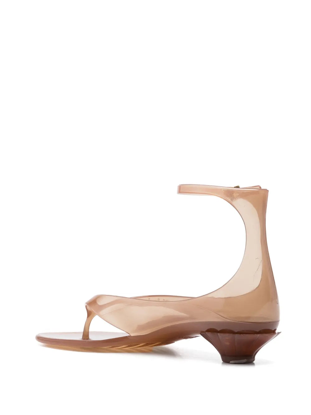 Adjustable ankle strap of Chloé Jelly Sandals in Sunny Brown with oversized tonal logo.
