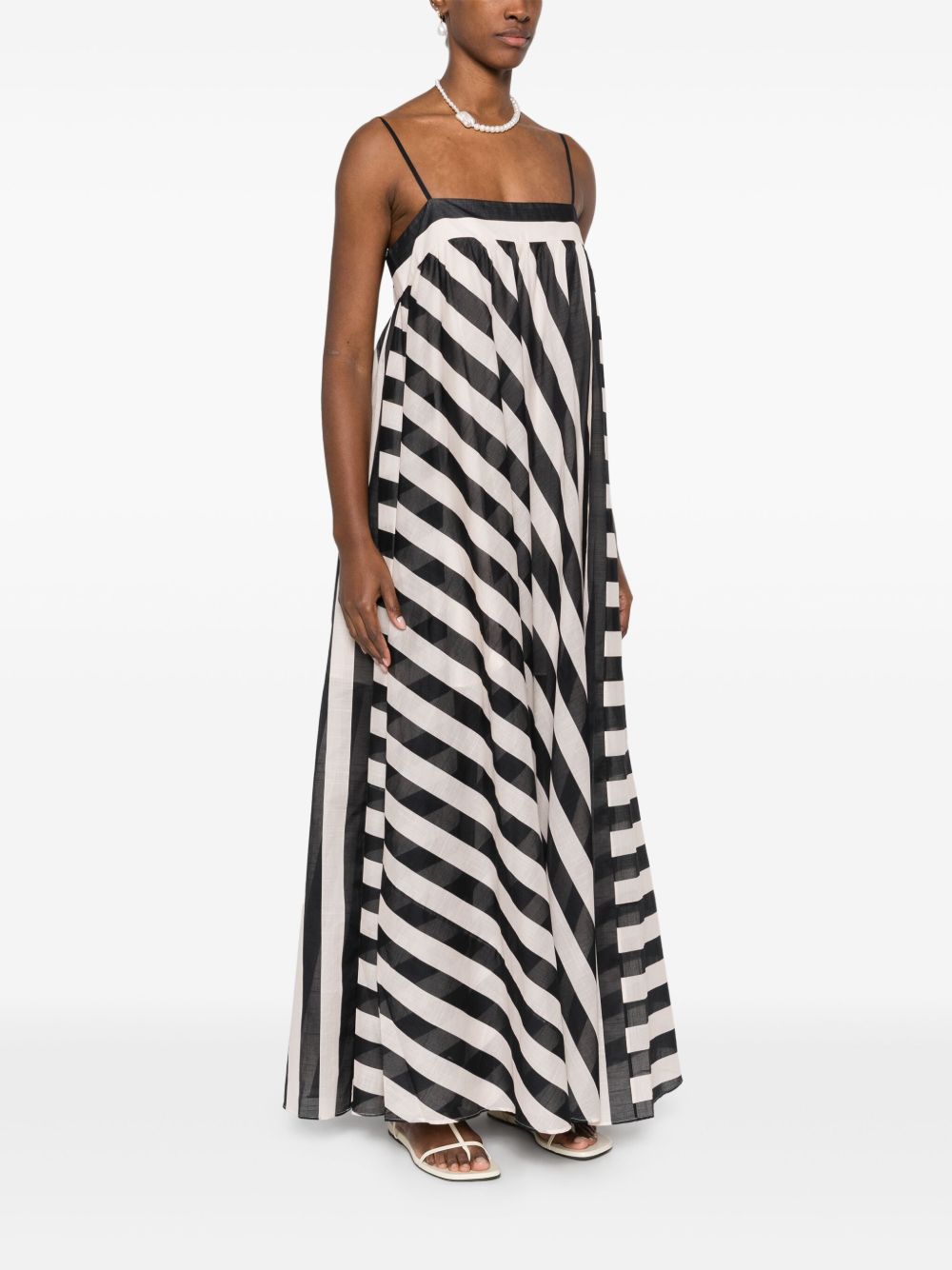 Maxine Stripe Maxi Dress in Black/Cream Stripe