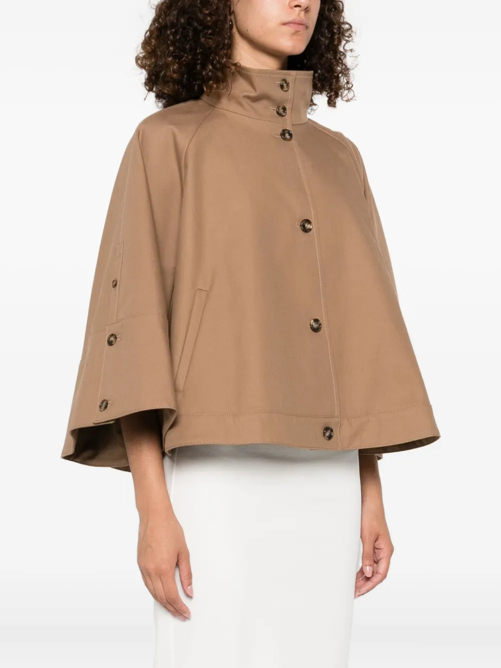 Fulcro Cropped Water-repellent Gabardine Cloak in Colonial