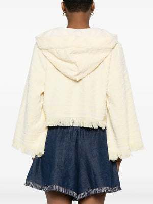 Coco Towelling Hooded Top in Yellow/Cream