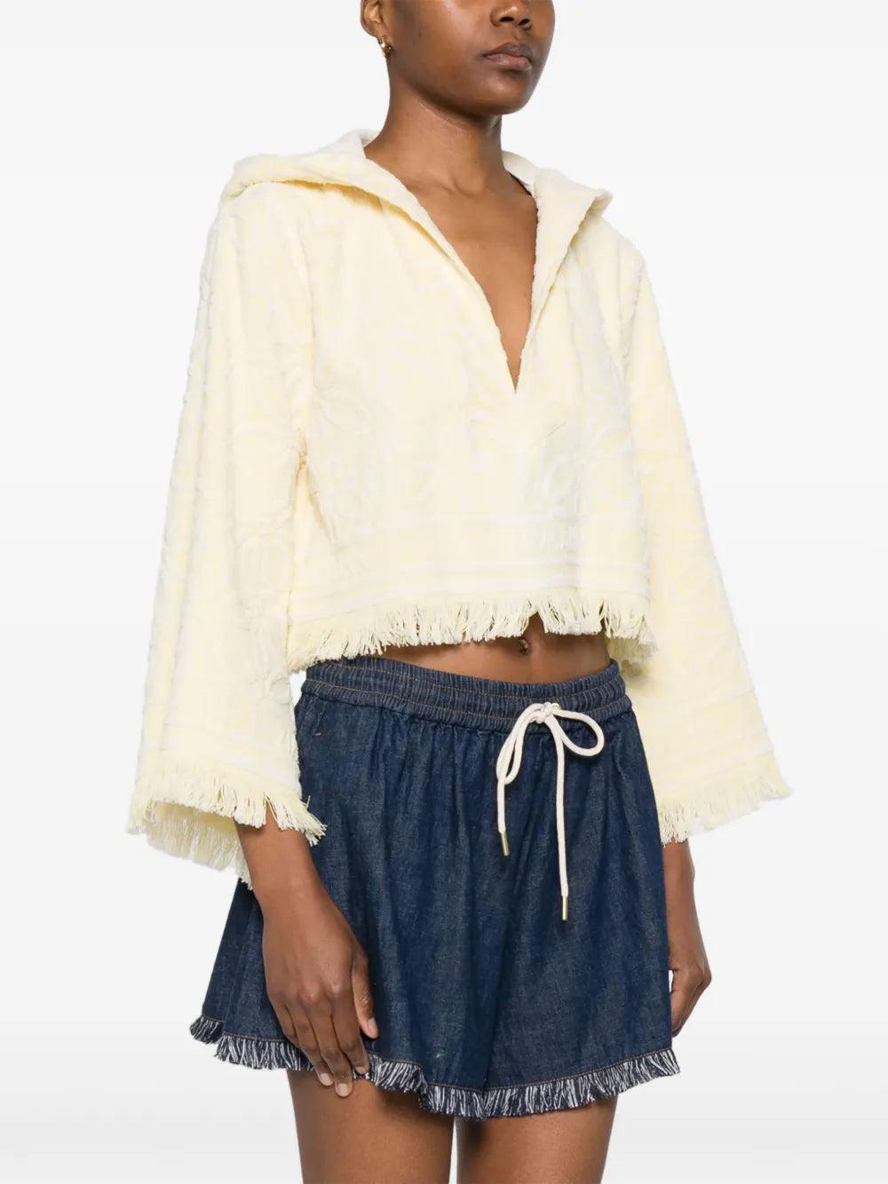 Coco Towelling Hooded Top in Yellow/Cream