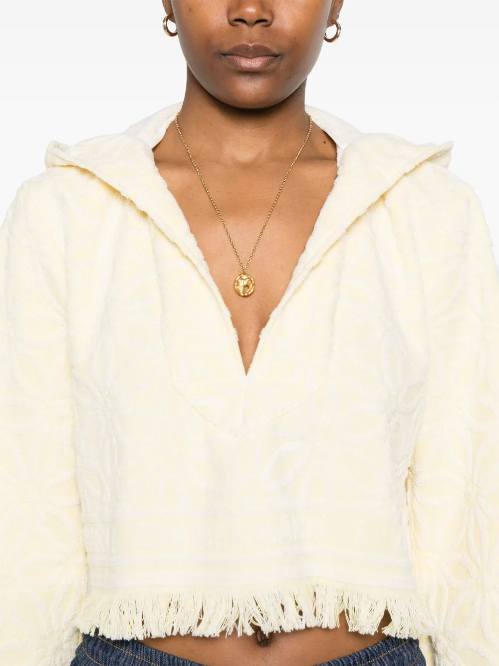 Coco Towelling Hooded Top in Yellow/Cream