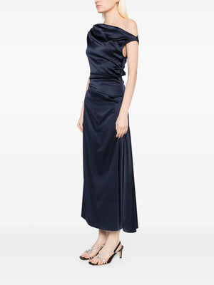 Phare Silk Dress in Navy