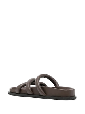 Soft Cross Strap Slide in Chocolate