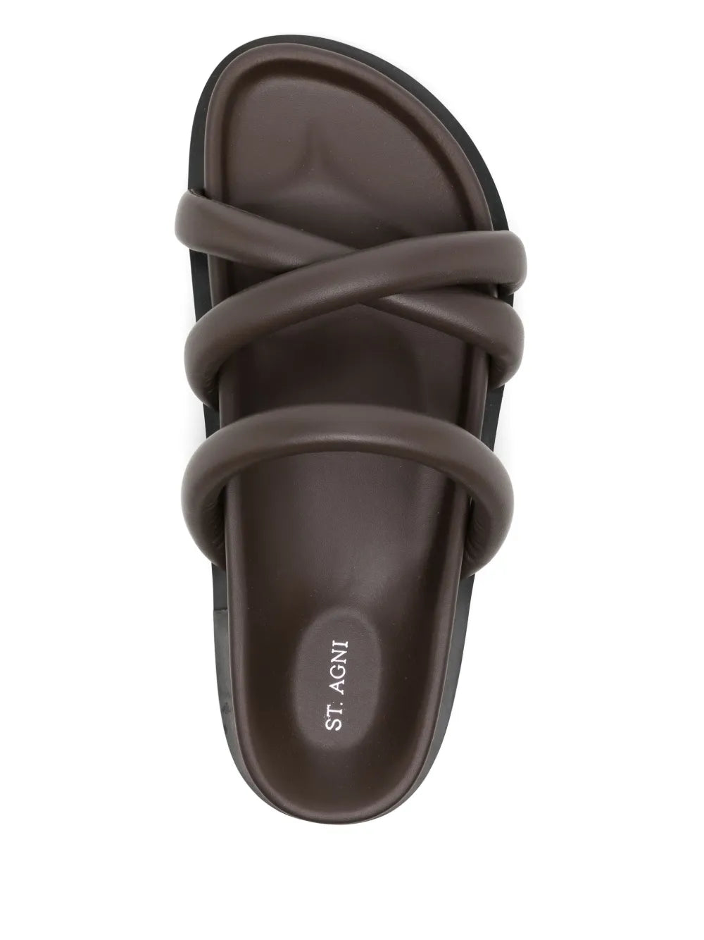 Soft Cross Strap Slide in Chocolate