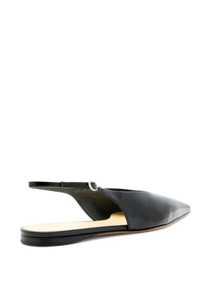 Slash Flat Slingbacks in Black