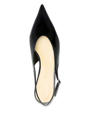 Slash Flat Slingbacks in Black