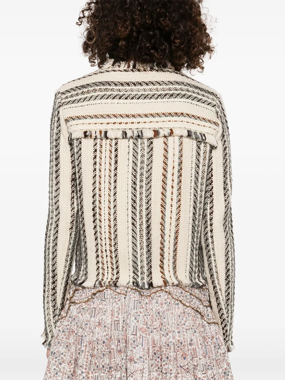 Back view of the Izaria Jacket in Ecru, displaying its stylish design and overall look.