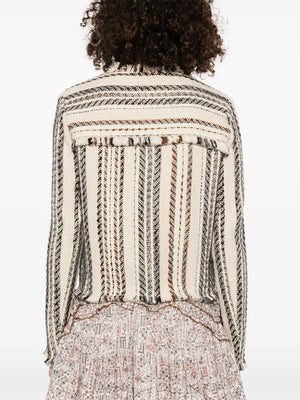 Back view of the Izaria Jacket in Ecru, displaying its stylish design and overall look.