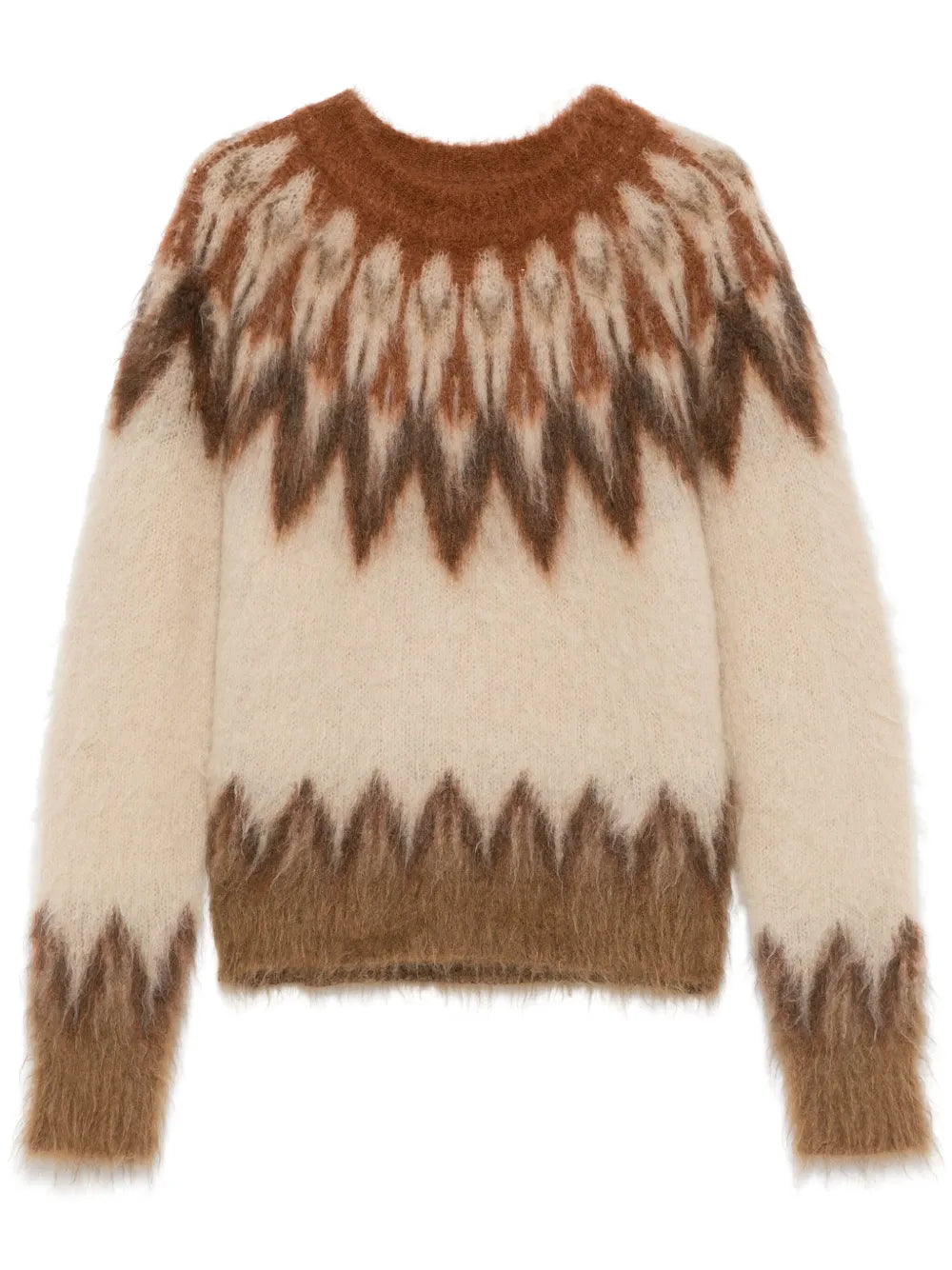 Natania Sweater in Rust showcasing the Fair Isle pattern by Isabel Marant with a relaxed fit and round neckline.