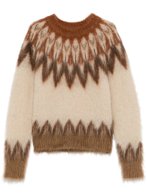 Natania Sweater in Rust showcasing the Fair Isle pattern by Isabel Marant with a relaxed fit and round neckline.