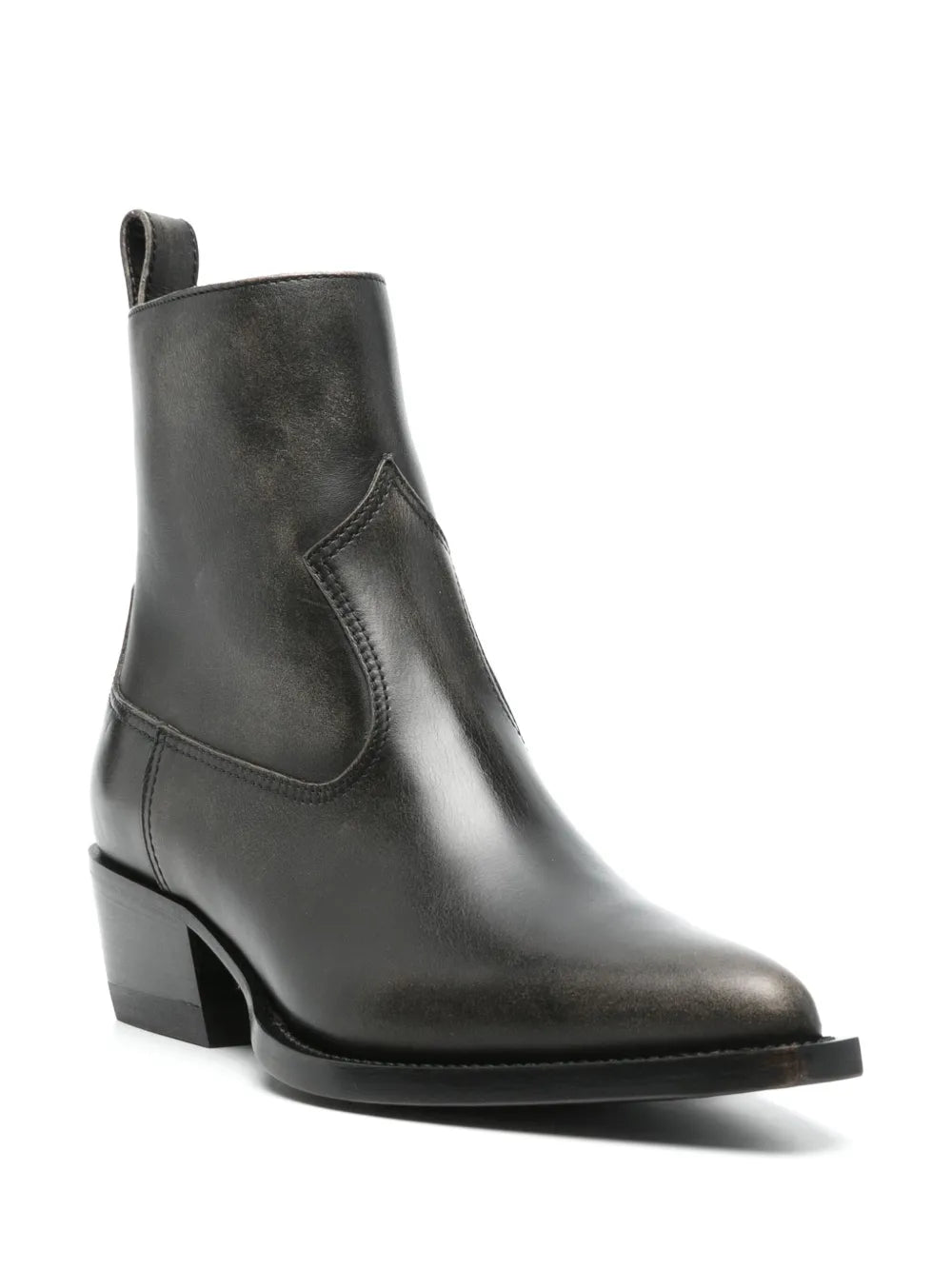 Side view of Debbie Ankle Boot in Black featuring zip fastening and tone-on-tone stitching.