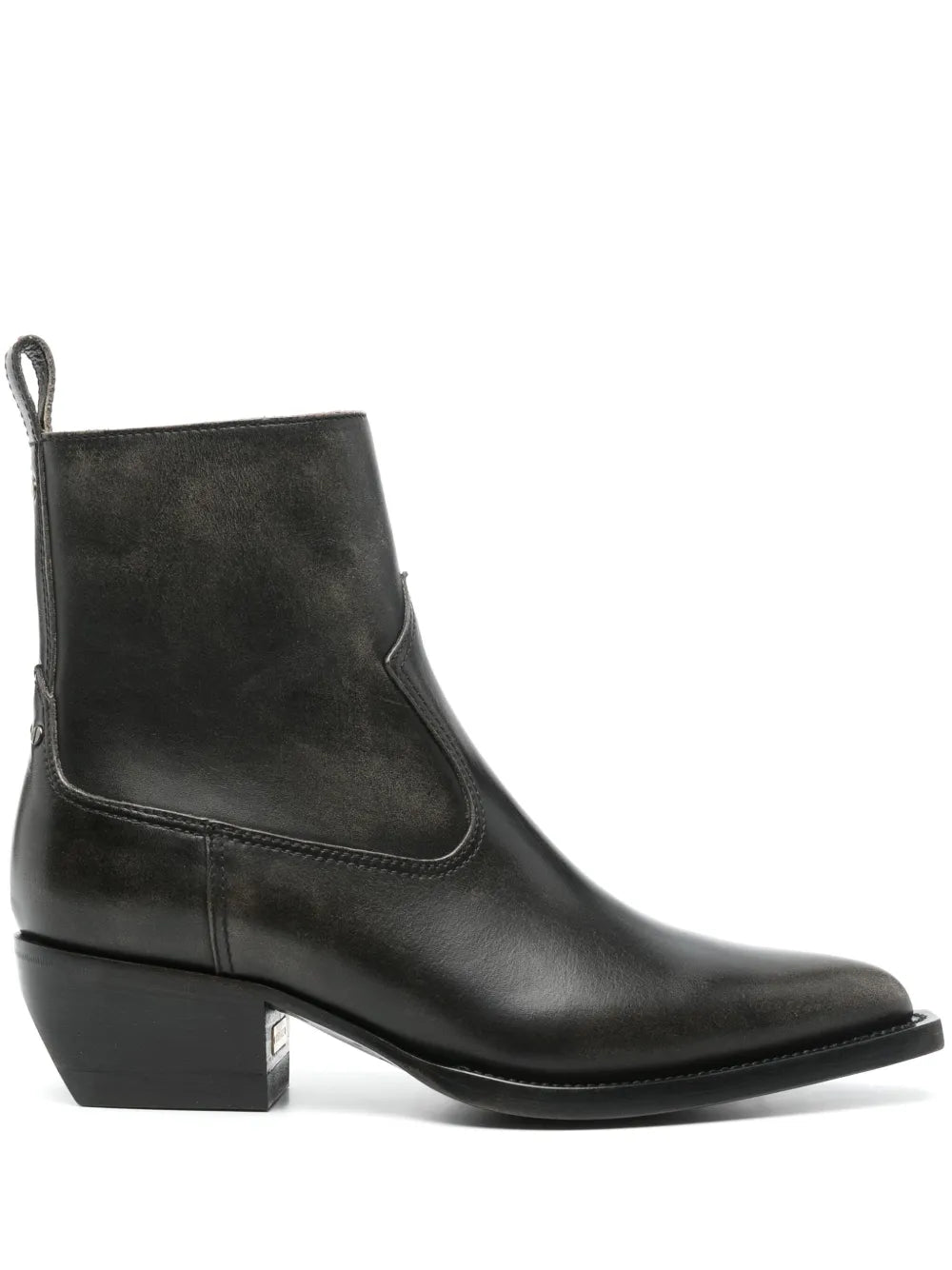 Debbie Ankle Boot in Black showcasing sleek pointed toe and minimal design by Golden Goose Deluxe Brand.