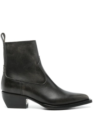 Debbie Ankle Boot in Black showcasing sleek pointed toe and minimal design by Golden Goose Deluxe Brand.