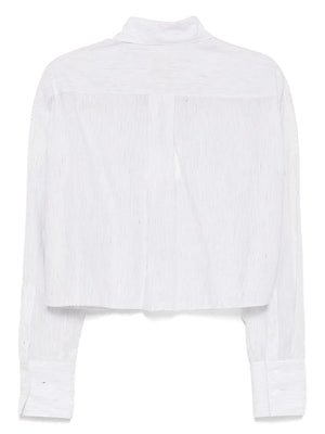 Little Big Joe Shirt in White/Charcoal Faint Linen Stripe