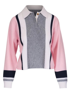Cropped Stripe Rugby in Powder Pink Combo