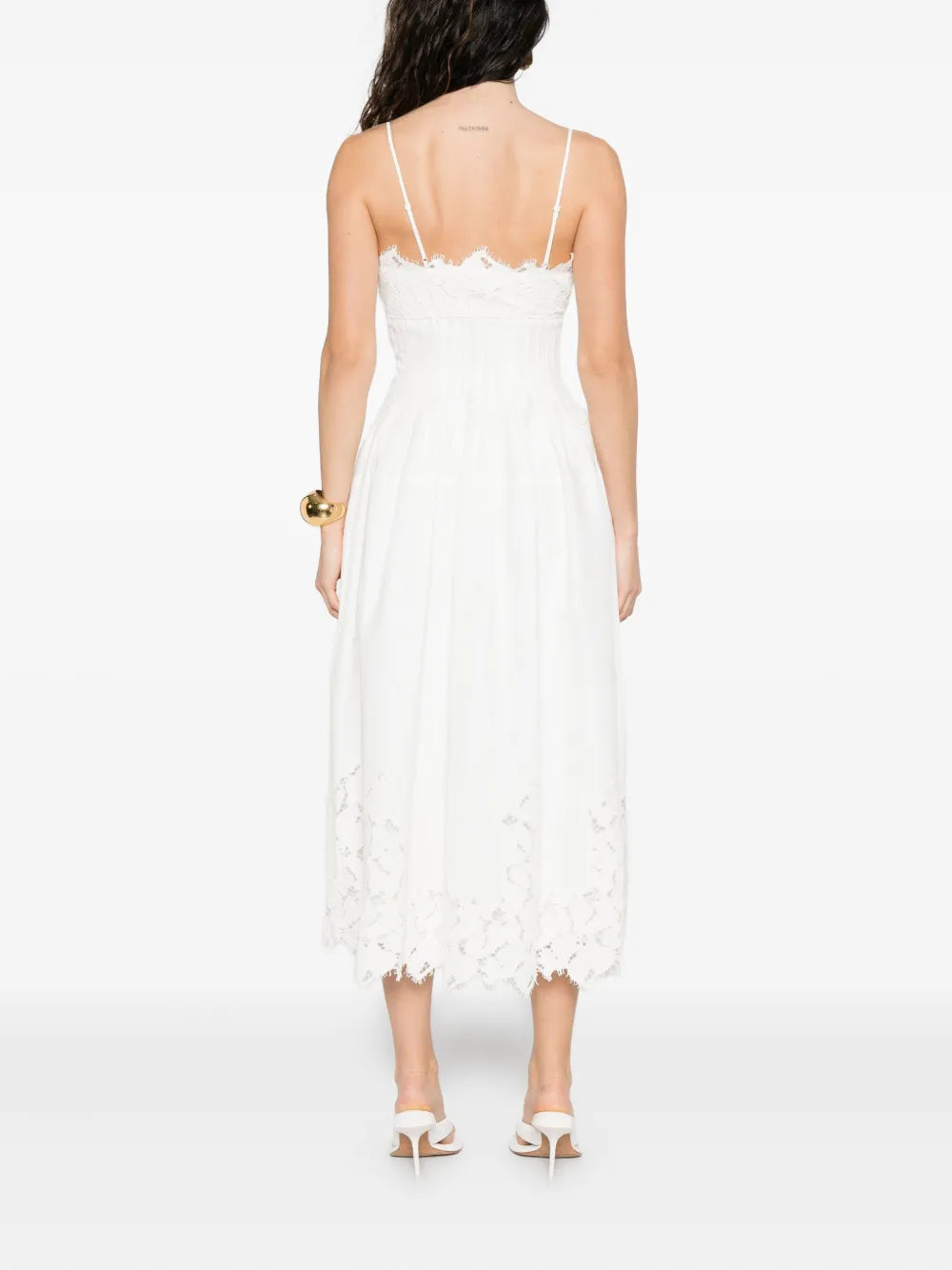Lilianna Cotton Lace Midi Dress in White