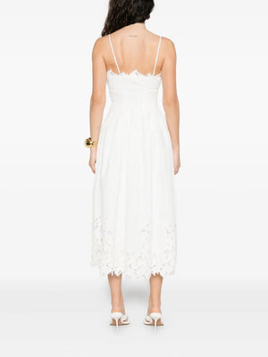 Lilianna Cotton Lace Midi Dress in White