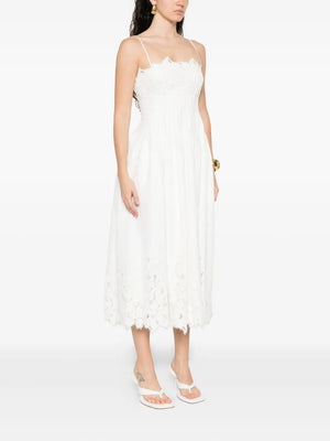 Lilianna Cotton Lace Midi Dress in White