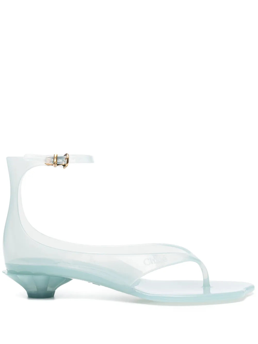 Chloé Jelly Sandals in Spearmint showcasing transparent TPU material and wavy sole design.