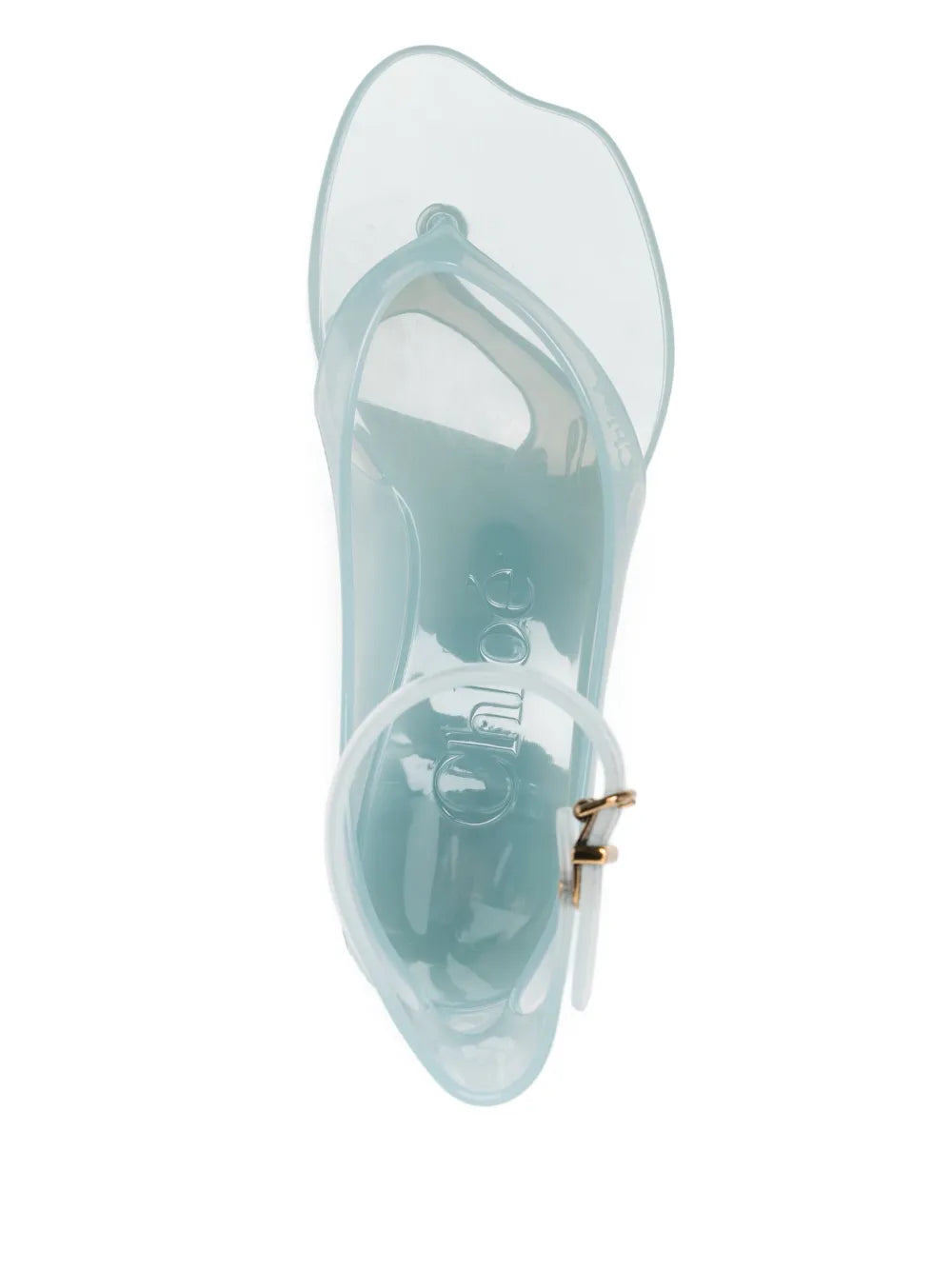 Chloé Jelly Sandals in Spearmint displayed on a white background highlighting their modern design.