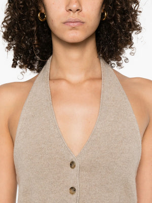 Tailored Halter Vest in Taupe