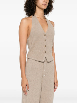Tailored Halter Vest in Taupe