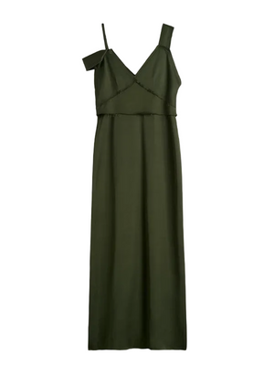 toteme green dress Deconstructed satin slip dress in green - Toteme