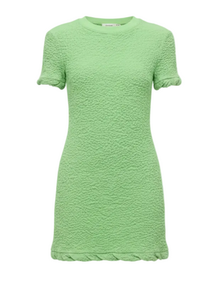 green emerald velvet dress Staud // White & Green Striped Back Cutout Dress – VSP Consignment