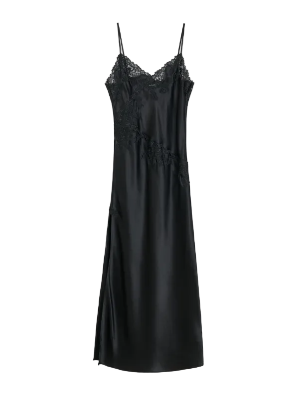 by malene birger lace dress BY MALENE BIRGER Elizabeth lace-trimmed cotton-poplin maxi slip dress