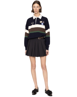 Adeline Skirt in Black by SEA New York showcasing structured pleats and a high-rise waist.