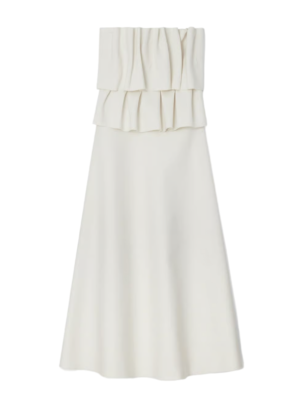 House Of Dagmar Ruffled Strapless Midi Dress - White House Of Dagmar Ruffled Strapless Midi Dress - White