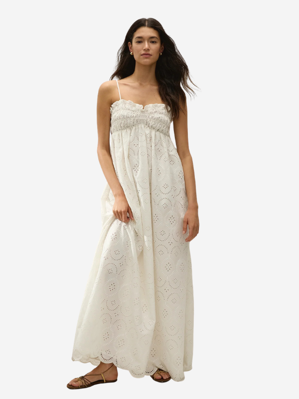 Etta Maxi Dress in Bianca Broderie – ZOË