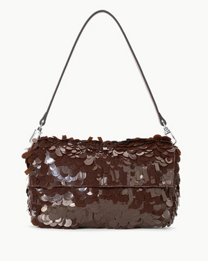 Timmy Shoulder Bag in Cacao with a magnetic flap closure, perfect for everyday use as a stylish shoulder bag in cacao.