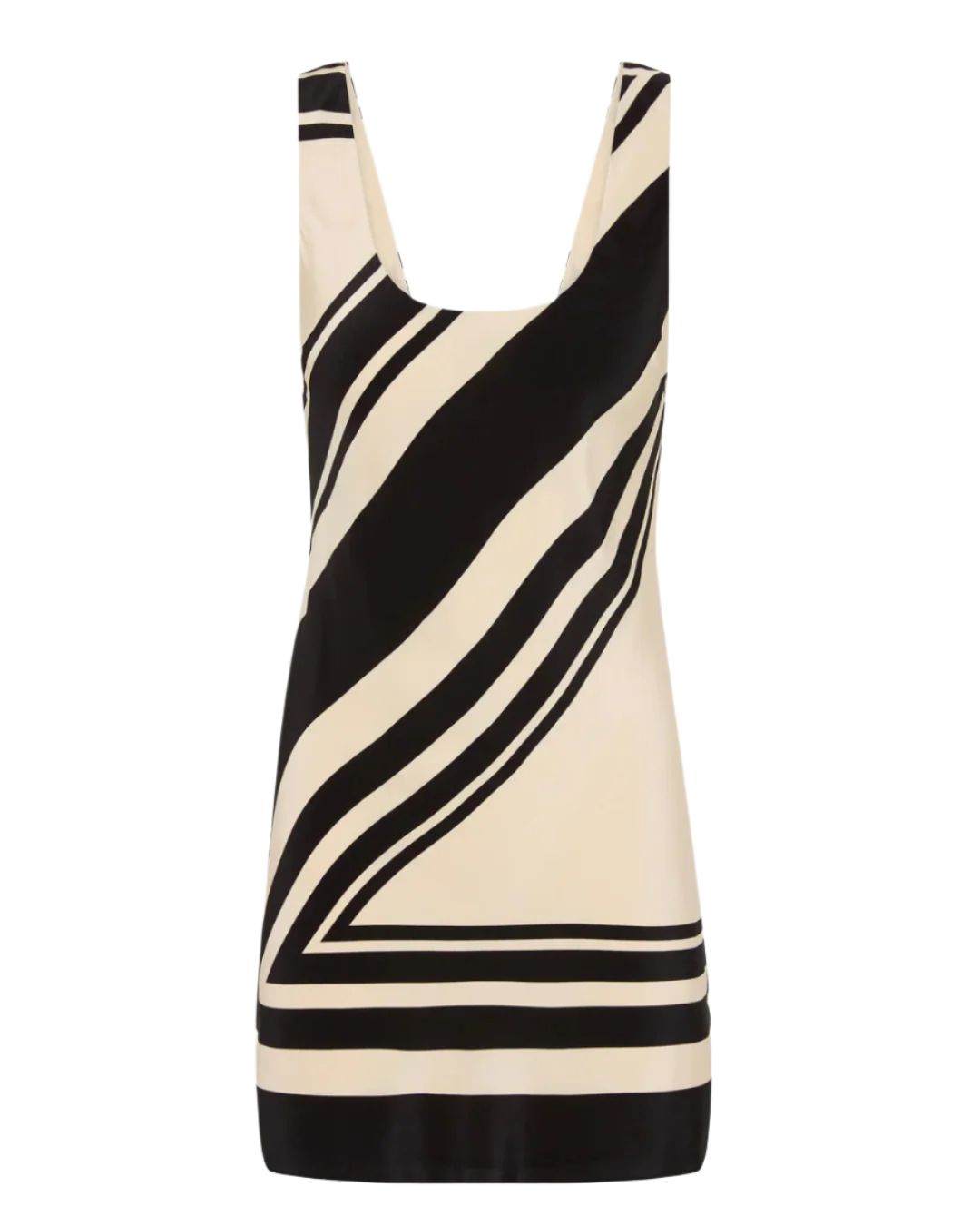 Pietra Scoop Mini Dress in Milano Nero featuring a stylish scoop neckline dress made from premium silk crepe de chine.