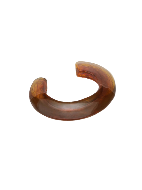 Lizzie Fortunato Ridge Cuff in Tortoise, a stylish tortoise-colored resin cuff bracelet, perfect for stacking or wearing solo.