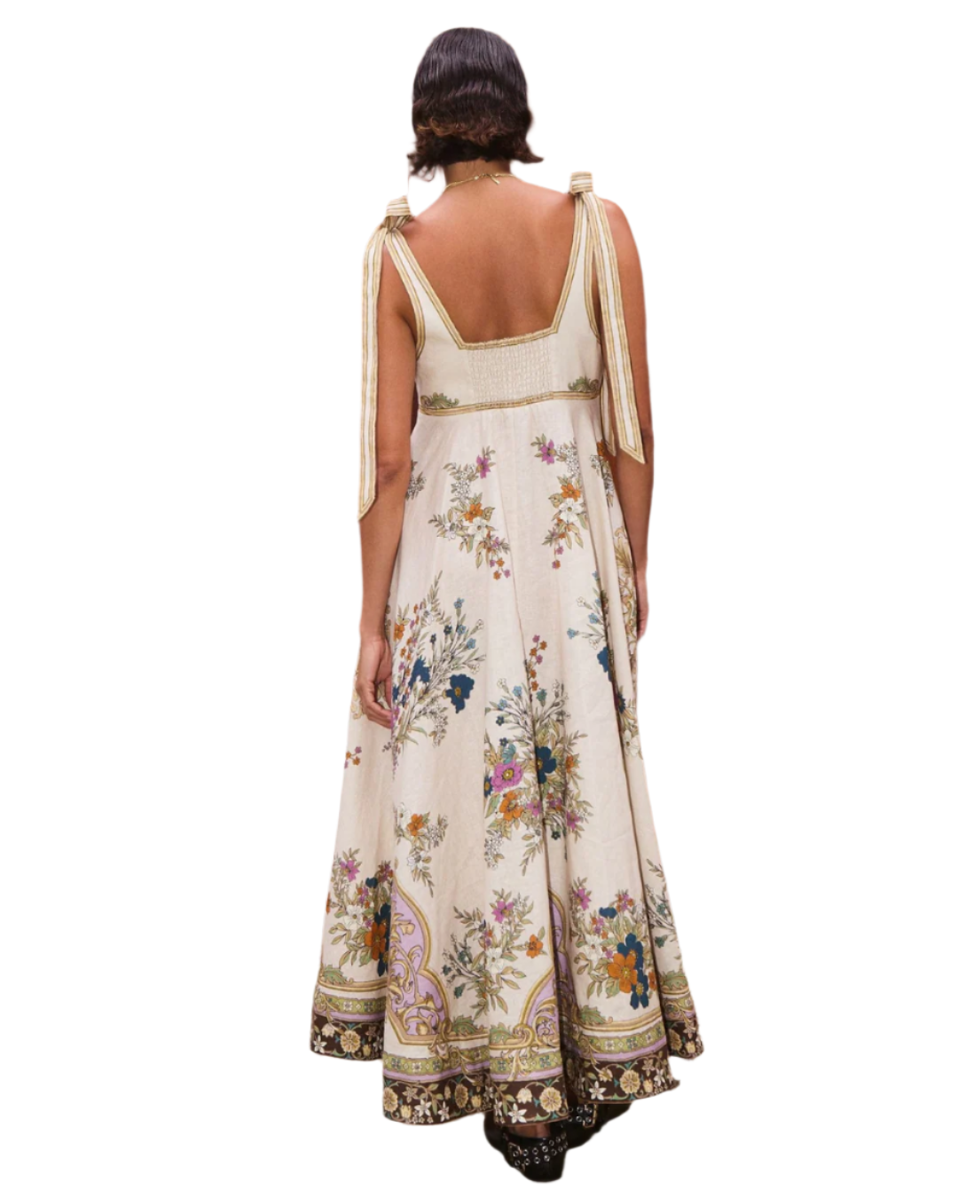 Back view of the Antoinette Ballet Sundress in Cream featuring a fitted bodice with inseam pockets. A chic ballet sundress cream for any occasion.