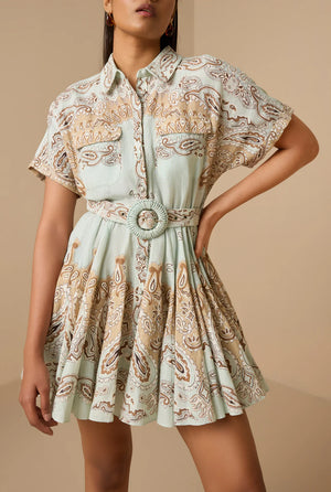 Navi Short Dress in Blue Brown